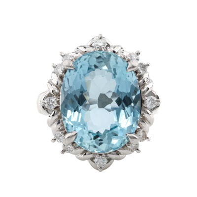 6.45ct Aquamarine & Diamond Ring