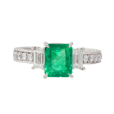 1.66ct Columbian Emerald & Diamond Ring