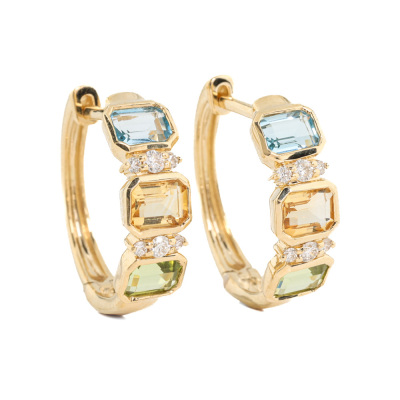 1.20ct Multicolour Gemstones & Diamond Earrings