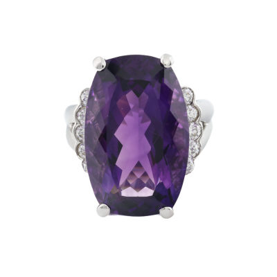 21.20ct Amethyst & Diamond Ring