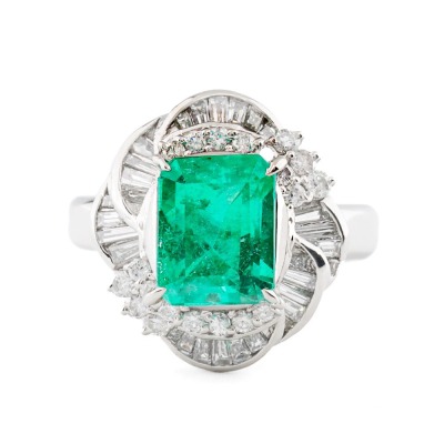 2.89ct Emerald and Diamond Ring