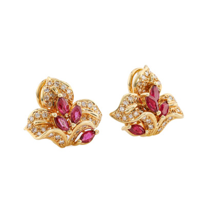 1.50ct Ruby & Diamond Earrings