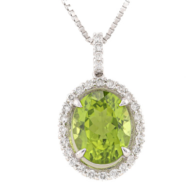 3.11ct Peridot & Diamond Pendant
