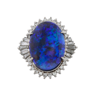 13.33ct Black Opal & 1.20ct Diamond Ring