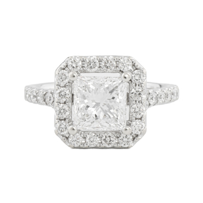 1.61ct Centre Diamond Halo Ring GIA E SI2