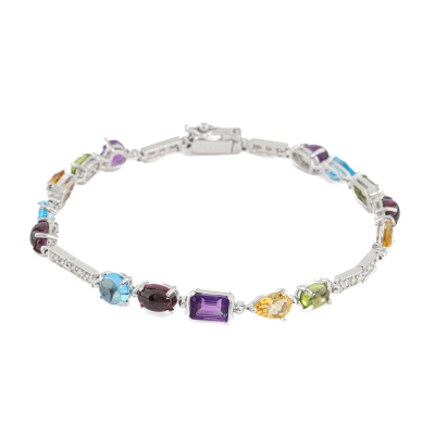 Multicolour Gemstone & Diamond Gold Bracelet