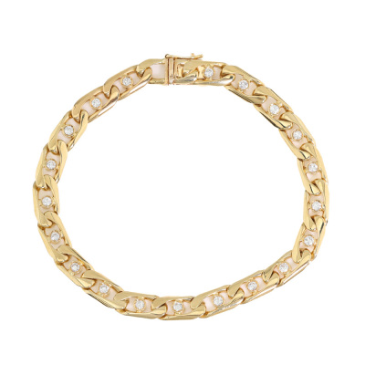 0.88ct Diamond Curb Link Gold Bracelet 19.6g
