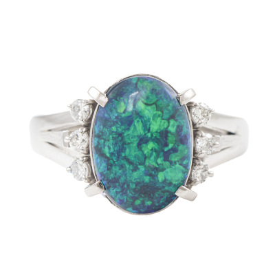 2.48ct Black Opal & Diamond Ring