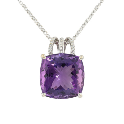 20.30ct Amethyst & Diamond Pendant