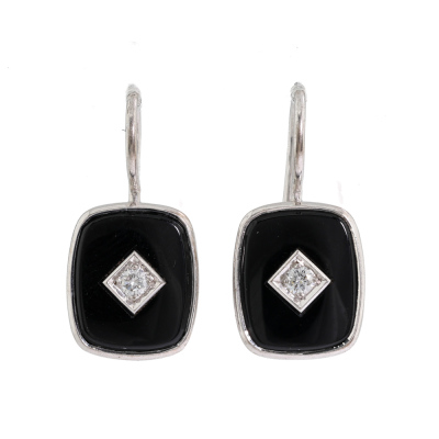 Onyx and Diamond Earrings