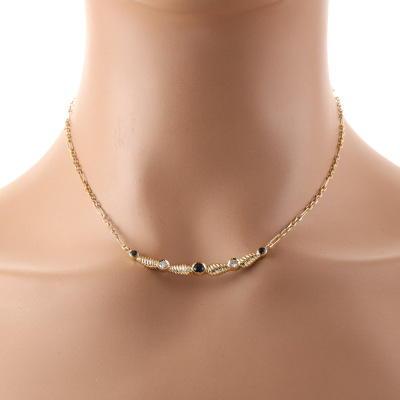 Blue Sapphire & Diamond 18ct Gold Necklace