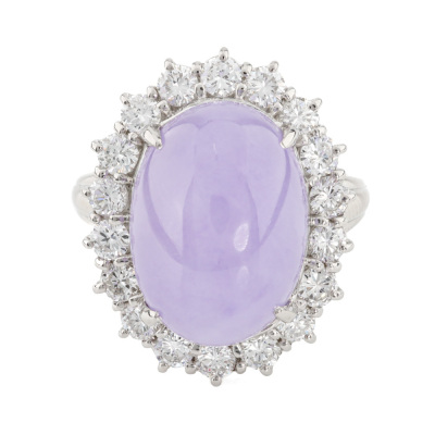 11.07ct Lavender Jade & 1.23ct Diamond Ring