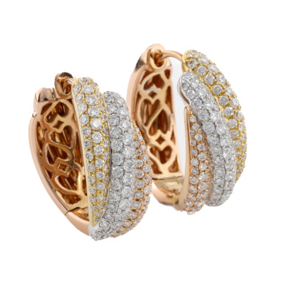 2.50ct Diamond Tri-colour Hoop Earrings