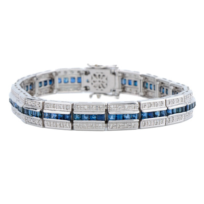 6.60ct Sapphire & Diamond Bracelet 18ct Gold