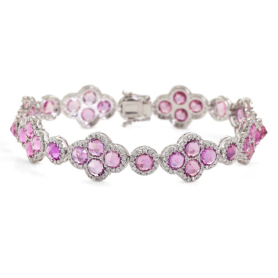 13.51ct Sapphire & 2.62ct Diamond Bracelet 15.4g