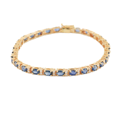 3.97ct Sapphire & Diamond Gold Bracelet