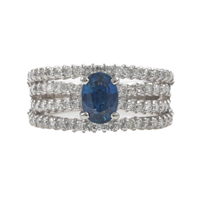 1.17ct Blue Sapphire & 0.87ct Diamond Ring