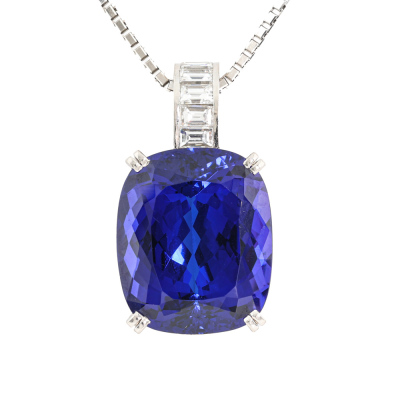 26.49ct Tanzanite and Diamond Pendant GSL