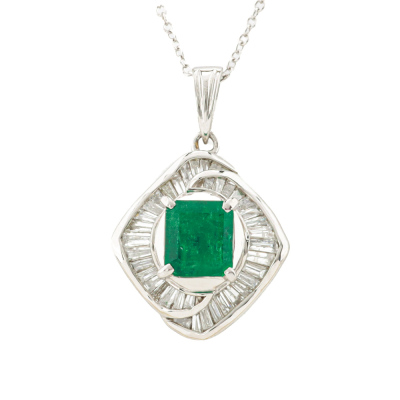 1.15ct Colombian Emerald & Diamond Pendant