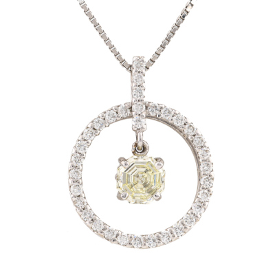 0.47ct Centre Yellow Diamond Pendant