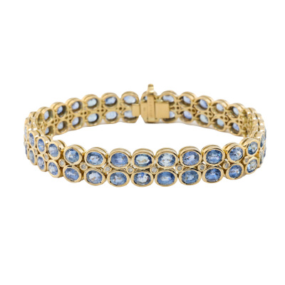 22.31ct Blue Sapphire & Diamond Gold Bracelet