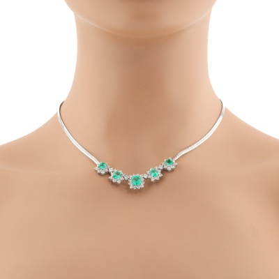 3.22ct Emerald & 1.75ct Diamond Necklace