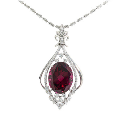 18.15ct Rhodolite Garnet & Diamond Pendant