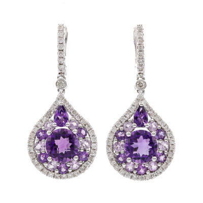 2.50ct Amethyst & Diamond Earrings