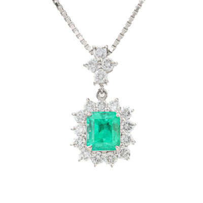 1.34ct Emerald & Diamond Pendant
