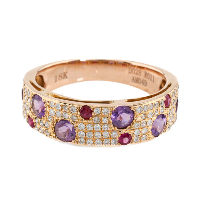 Amethyst, Ruby & Diamond Ring