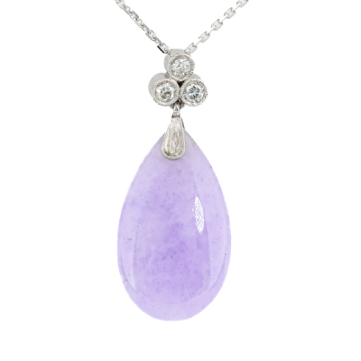 21.95ct Lavender Jade & Diamond Pendant