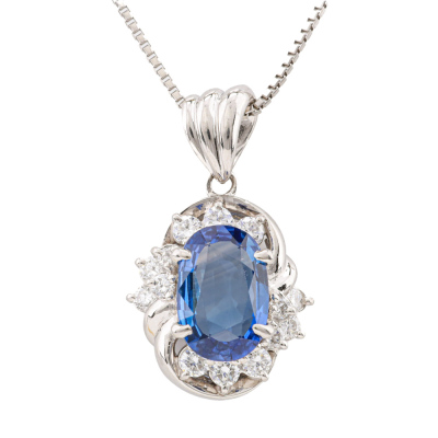 2.39ct Sapphire & Diamond Pendant