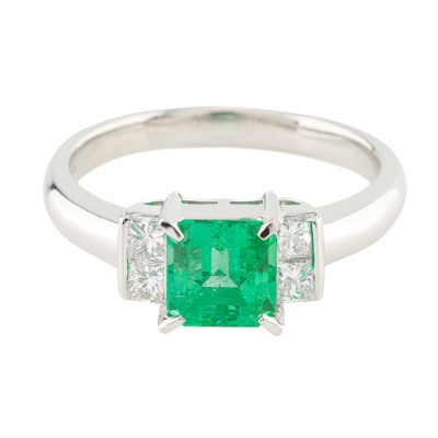1.41ct Emerald and 0.42ct Diamond Ring