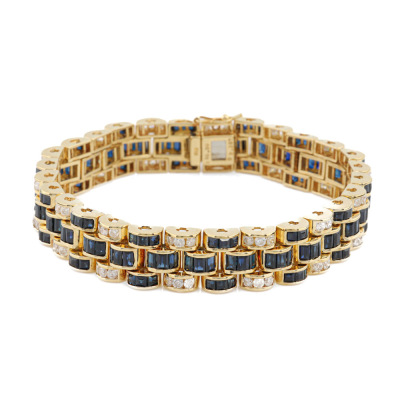 15.36ct Sapphire & Diamond 18ct Gold Bracelet