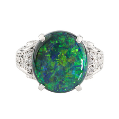 9.45ct Black Opal & Diamond Ring
