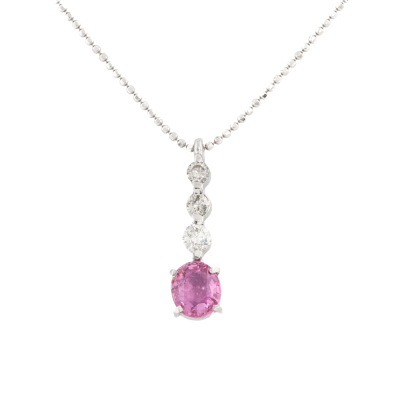 1.02ct Unheated Ruby & Diamond Pendant