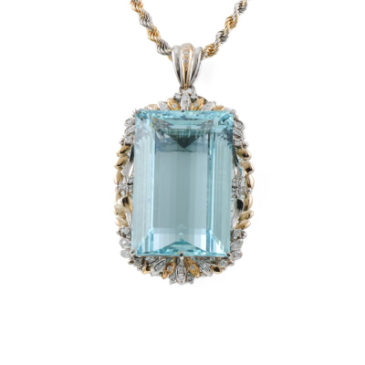 88.47ct Aquamarine and Diamond Pendant