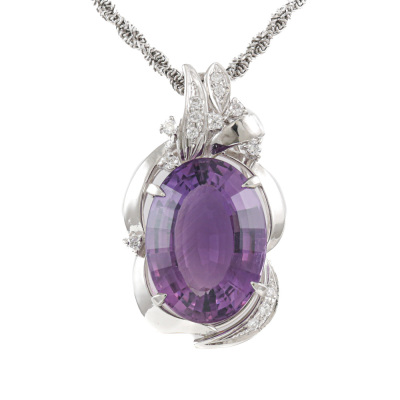 14.16ct Amethyst & Diamond Pendant