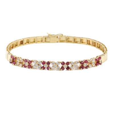 0.70ct Ruby & 1.20ct Diamond 18ct Gold Bracelet