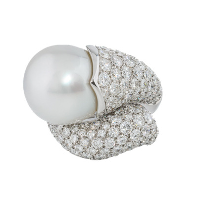 16mm South Sea Pearl & 4.00ct Diamond Ring