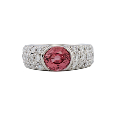 2.20ct Madagascar Padparadscha, Diamond Ring*