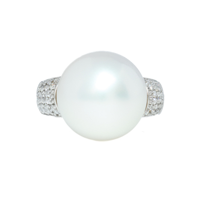 South Sea Pearl & Diamond Platinum Ring*