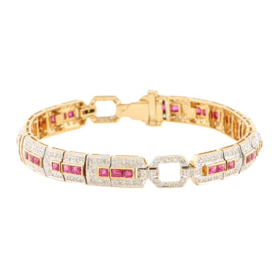 3.00ct Ruby & 1.95ct Diamond 18ct Gold Bracelet*