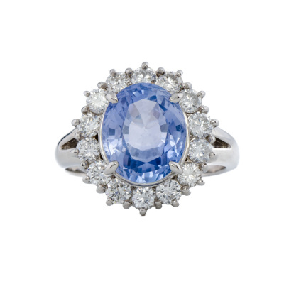 4.38ct Unheated Sapphire & Diamond Ring*