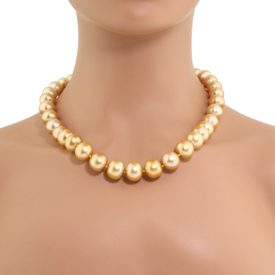 15.3-12mm Golden South Sea Pearl Necklace*