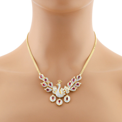 3.43ct Ruby & 2.16ct Diamond Peacock Necklace