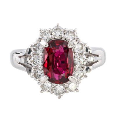 2.04ct Ruby & Diamond Platinum Ring