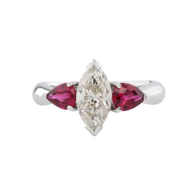 1.20ct Diamond & 0.95ct Ruby Ring