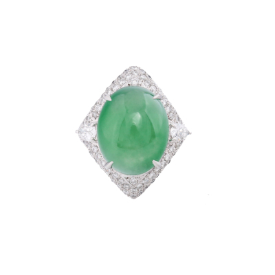 14.97ct Jade & 1.25ct Diamond Ring