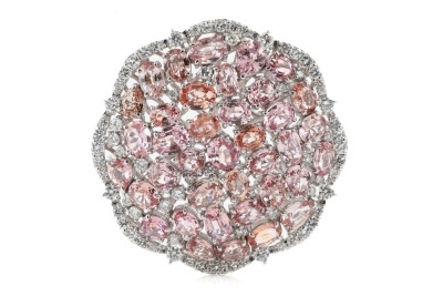 16.07ct Padparadscha & Diamond Brooch/Pendant*